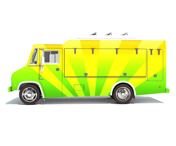 istock Food Truck 3D rendering on white background 1467614958