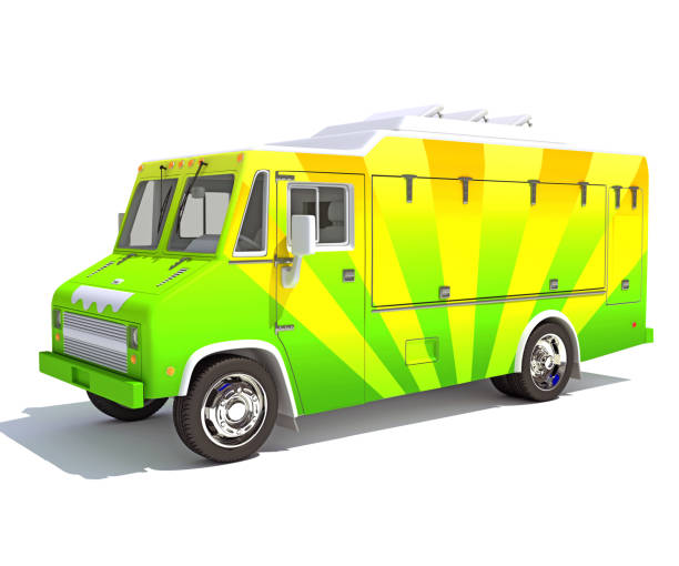 istock Food Truck 3D rendering on white background 1467614977