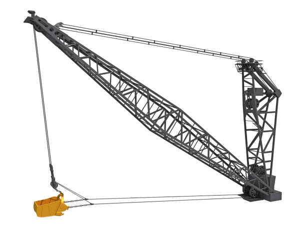 istock Dragline Excavator Bucket heavy construction machinery 3D rendering on white background 1467615288