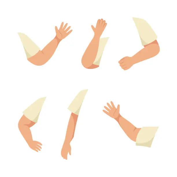 Vector illustration of Little Boy Arms and Hand Constructor in Sleeve Vector Set