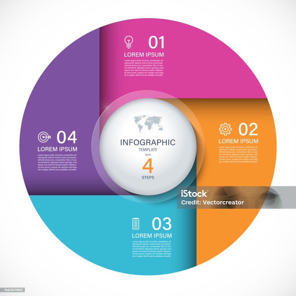 Exeo Vector Ilustración de Círculo Infográfico Vectorial Diagrama De Ciclo Con 4 ...