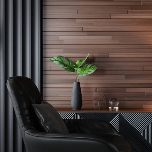 istock Luxury dark living room interior with 75