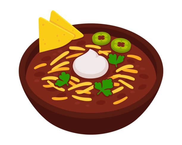 ilustraciones, imágenes clip art, dibujos animados e iconos de stock de chili con carne illustration - sweet chili