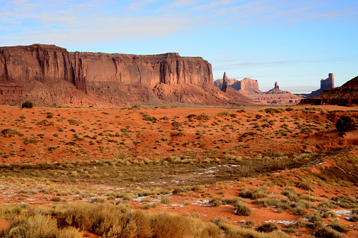 Scattered Snow in Monument Valley north east Arizona Navajo Nation USA