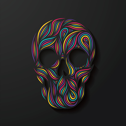 An abstract, artistic depiction of a human skull. EPS10 vector illustration, global colors, easy to modify.