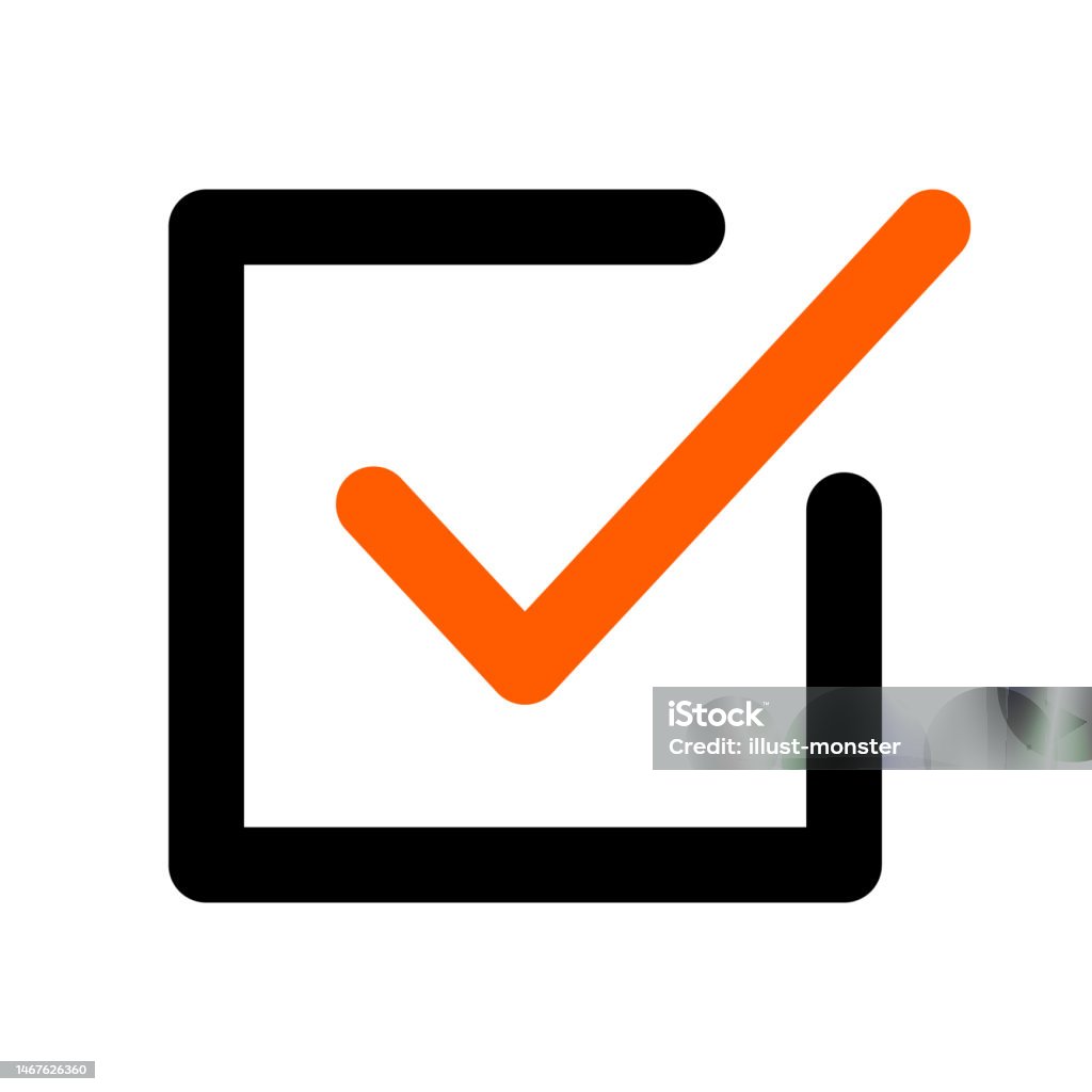Check Box Sample Image Check Box With Orange Check Mark Vector Stock Illustration - Download ...
