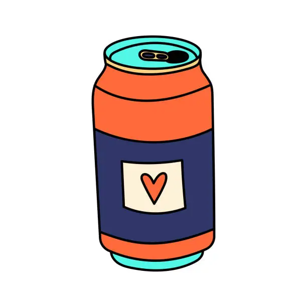 Vector illustration of Hand Drawn Soda Can Or Fizzy Drink