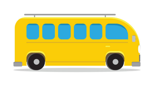 schulbus cartoon vektor design auf weißem hintergrund soliert - tour bus stock-grafiken, -clipart, -cartoons und -symbole