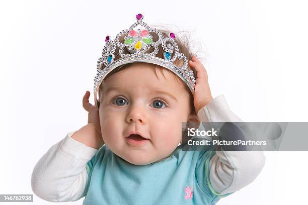 Toddler Girl With A Toy Crown Stock Photo - Download Image Now - 12-17 Months, Child, Crown - Headwear