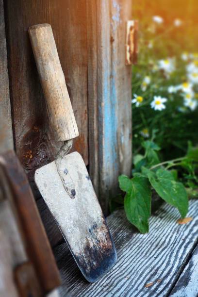 istock Photo construction trowel. Old cement kneading blade. Construction theme. 1467630670