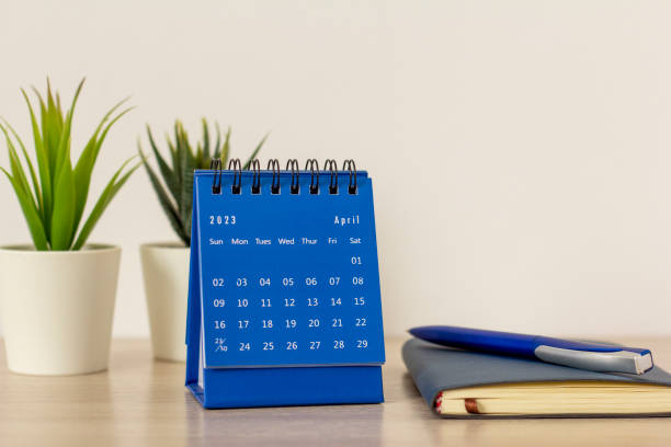 istock Calendar for April 2023.Desktop calendar for planning. 1467632084