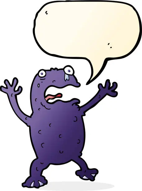 Vector illustration of cartoon poisonous frog with speech bubble