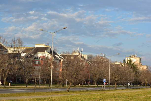 istock Brutalist styled buildings on a winter evening 1467635642