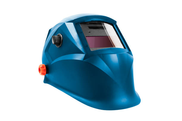 istock Blue welding mask isolated. Welding equipment isolated on white background. Accessories for arc welding 1467637882