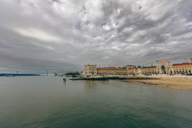 Praca do Comercio (Commerce Plaza) and 25th april bridge, Lisbon, Portugal