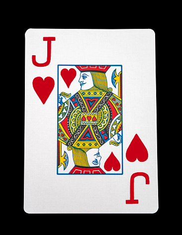 One of a series of images showing each playing card in a standard deck. All images have a clipping path for easy manipulation. This one is the Jack of Hearts.