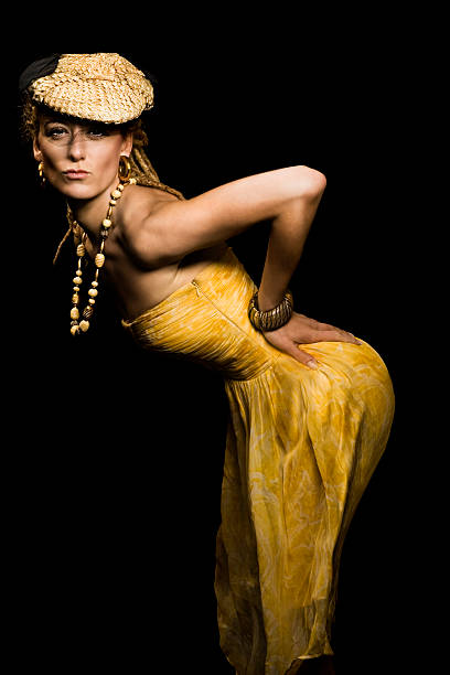 istock Sexy model in yellow dress 146764101