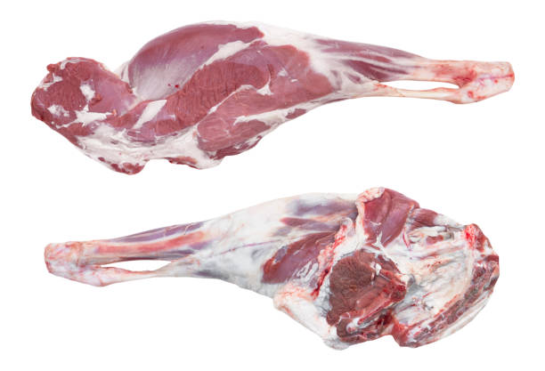 istock Fresh raw lamb leg isolated on white background. Fresh lamb meat isolated. 1467641346