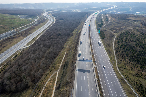 Traffic on highway from above