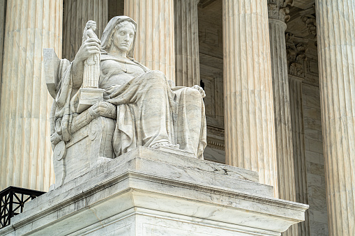 Contemplation of Justice at the Supreme Court in Washington DC, USA
