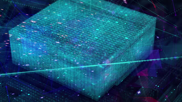 digital cube,  processor, cyberspace