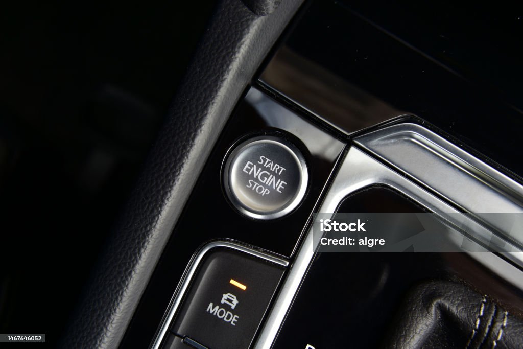 Start Button Incar Start Stop Engine Button On A Modern Car Dashboard Stock Photo ...