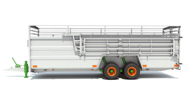 istock Cattle Animal Transporter Trailer 3D rendering on white background 1467646090