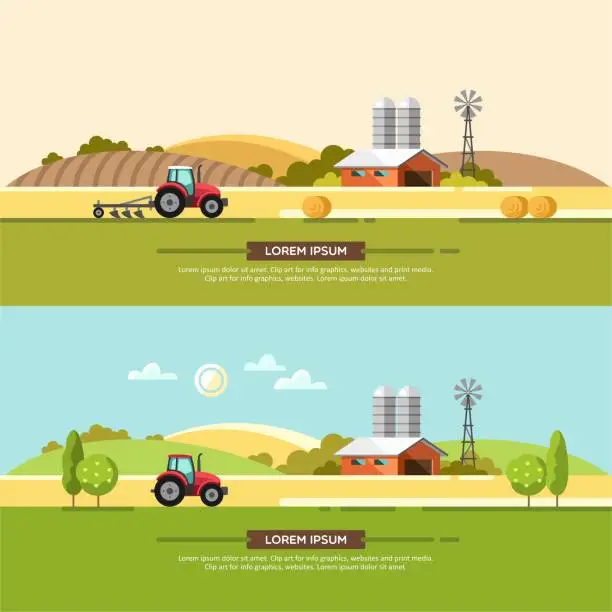 Vector illustration of Agriculture industry, farming concept. Vector illustration.