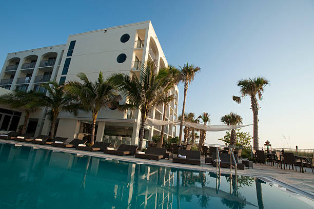 istock Beautiful Florida Beach Hotel at sunrise 146764797