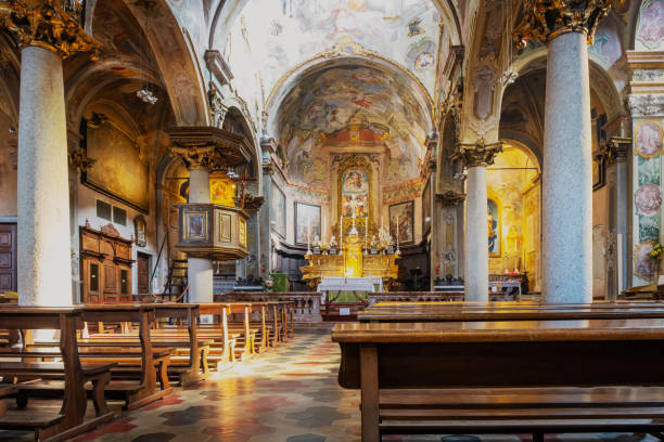 Orta church internal. Color image stock photo