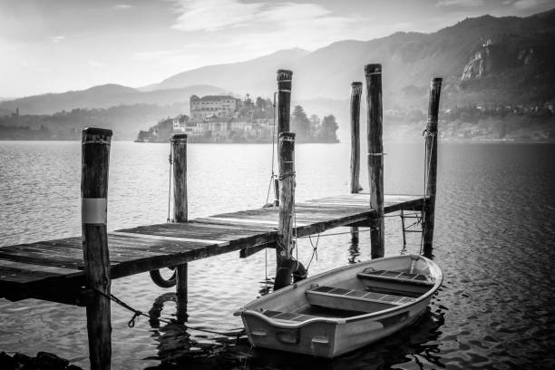 istock Orta lake pier. Black and white photo 1467657530