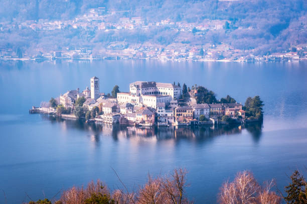 istock Orta san Giulio island from Sacro Monte. Color image 1467657532