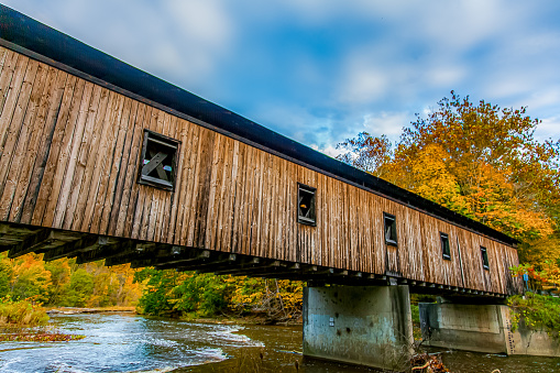 The Zook's Mill Covered Bridge spans Cocalico Creek in Lancaster County, Pennsylvania.