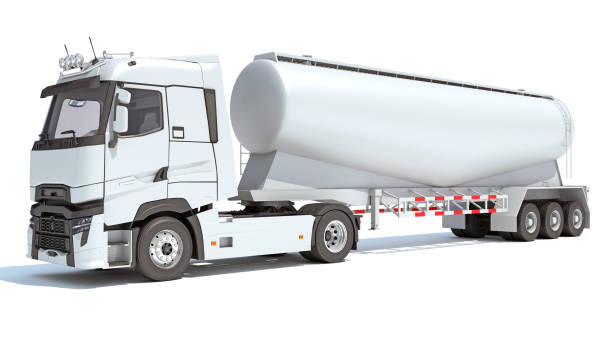 istock Truck with Tank Trailer 3D rendering on white background 1467660435