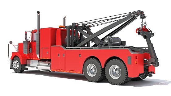 Recovery Service Tow Truck 3D rendering on white background