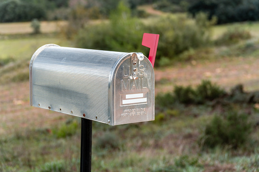 Classic style metal mailbox, typical of the USA