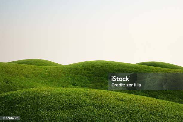 A Field Full Of Green Grass And Hills Stock Photo - Download Image Now - Hill, Grass, Green Color