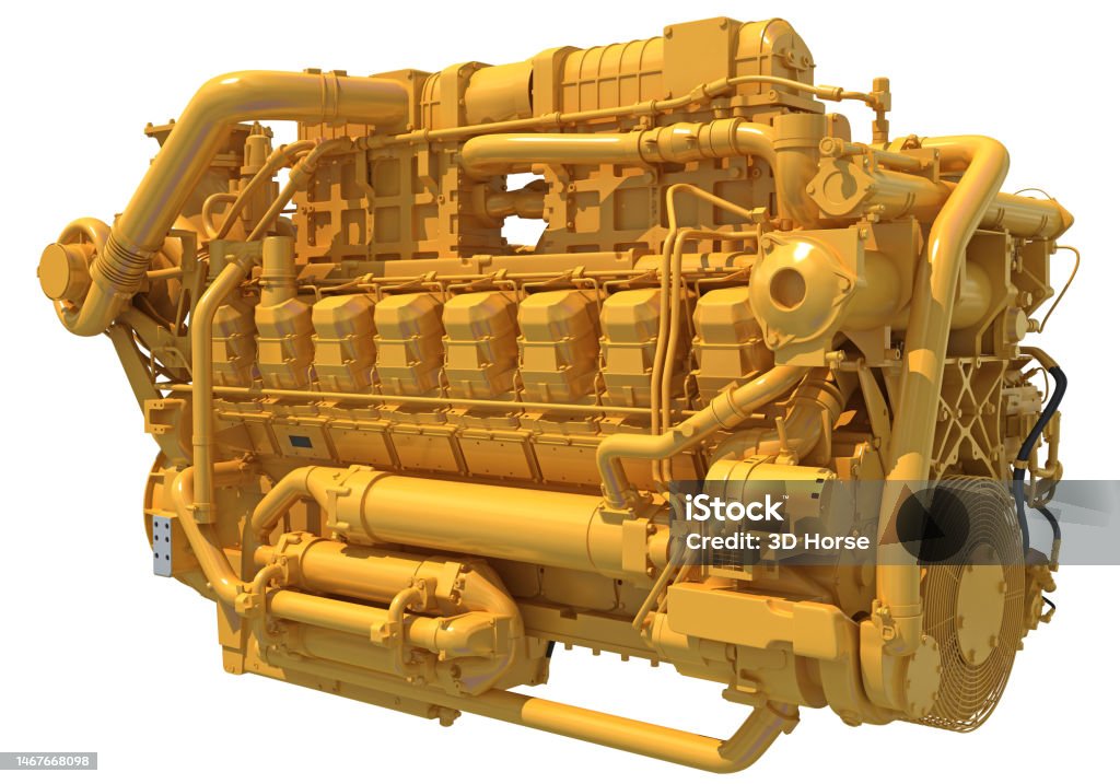 Engine Cylinder In Ship Ship Engine 16 Cylinders Engine 3d Rendering On White Background Stock ...