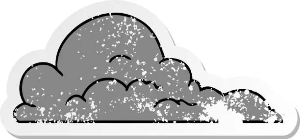 Vector illustration of hand drawn distressed sticker cartoon doodle of white large clouds