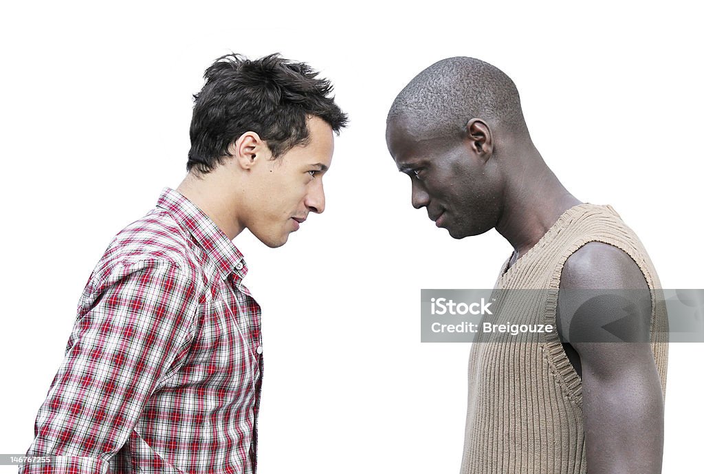 Friends An african man and a caucasian one face to face. 20-24 Years Stock Photo