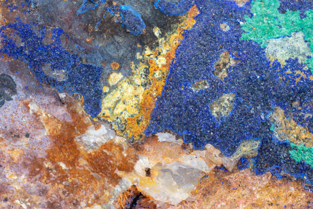 istock Azurite with Malachite mineral rocks. Natural stone formation 1467674366