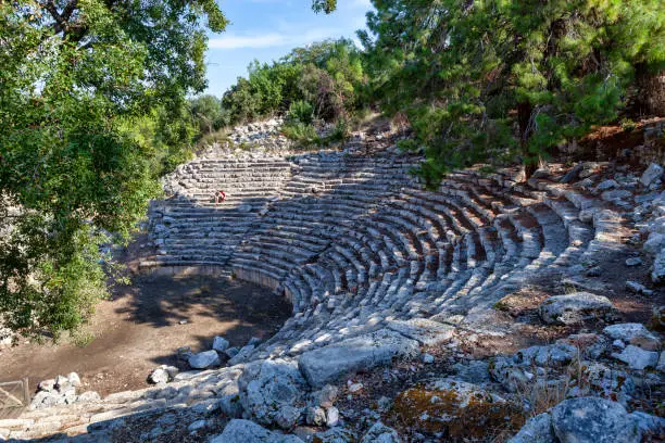The ruins of amphy theartre in antique city, Phaselis, Turkey