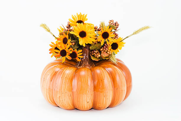 istock Autumn Halloween Pumpkin and Flowers 146767728