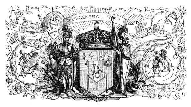 символический монтаж французской революции, 18 век - coat of arms france nobility french culture stock illustrations