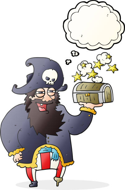 Pensamiento Capitán De Pirata De Dibujos Animados De Burbuja Con Cofre Del  Tesoro Clipart De Stock | Royalty-Free | FreeImages