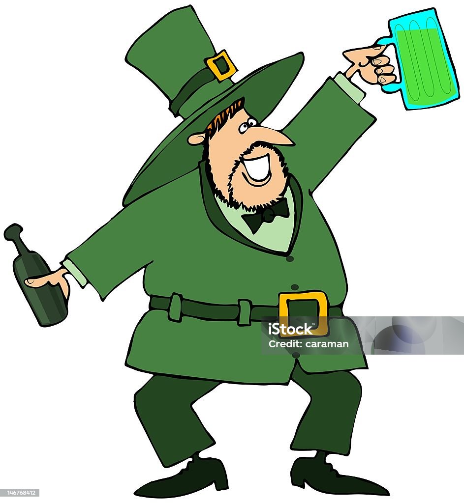 Leprechaun-Kobold mit grünen Bier - Lizenzfrei Bier Stock-Illustration