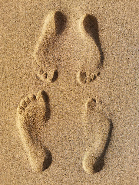 istock Two Footprints in the sand on Cofete beach, Spain 1467685166