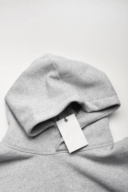 istock Gray hoodie with price tag 1467685268