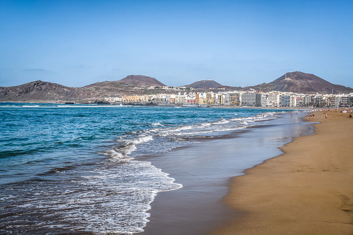 Beach View Of The Atlantic Ocean At Las Palmas de Gran Canaria, Spain