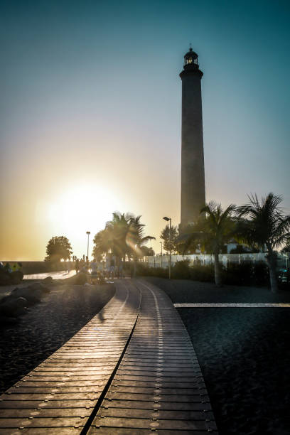 Full moon at the lighthouse in Punta de Abona, Tenerife Island.